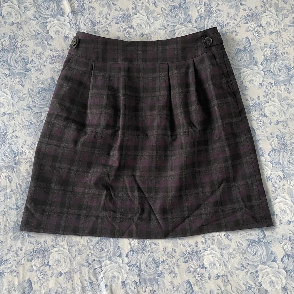 Halogen 2 XS Plaid Purple Pencil Skirt Stretchy Pleated Academia Alt Emo Rave
